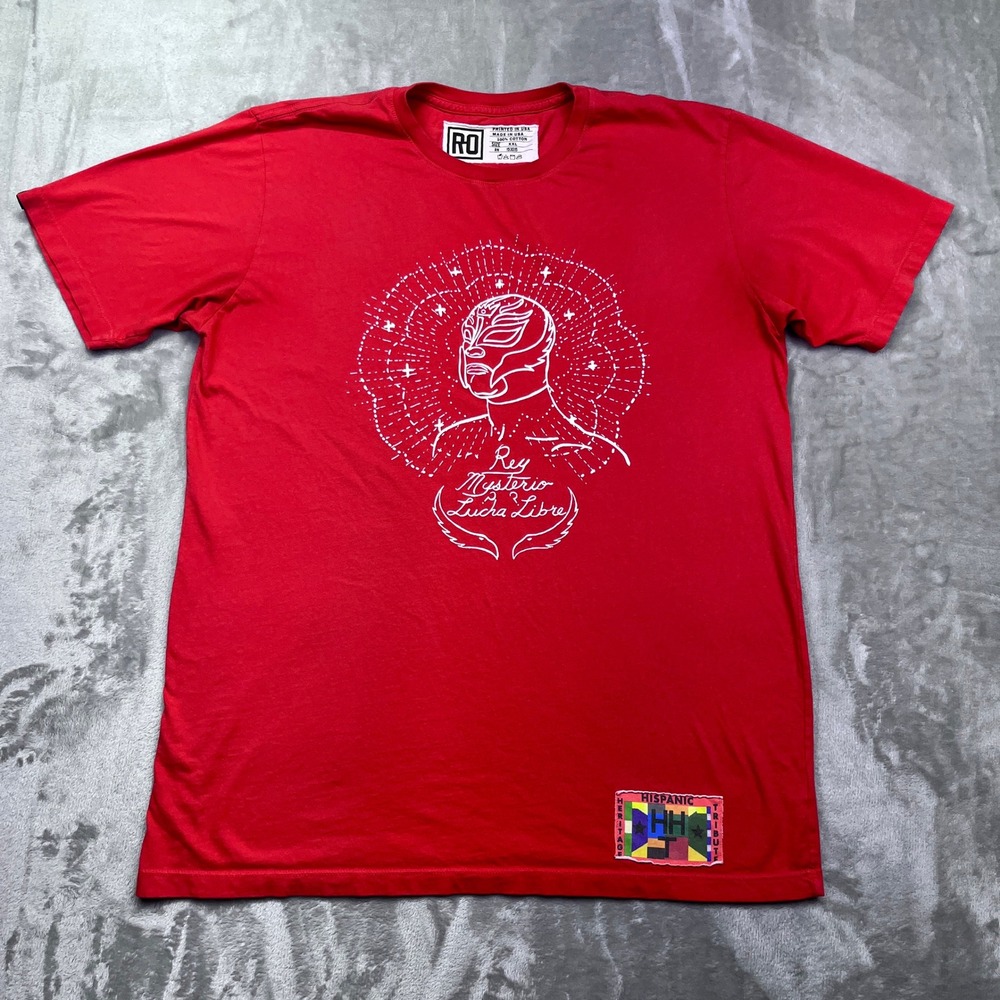 RO Rey Mysterio Lucha Libre Hispanic Heritage Tribute Red T-Shirt XXL Boho Retro